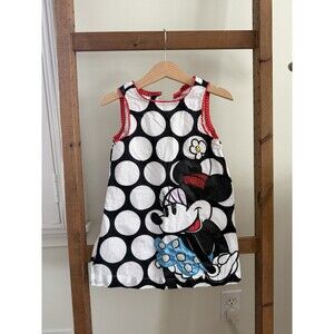 VINTAGE Disney Store Kids Dress Girls 2/3 Minnie Mouse Polka Dot Fit Flare CUTE